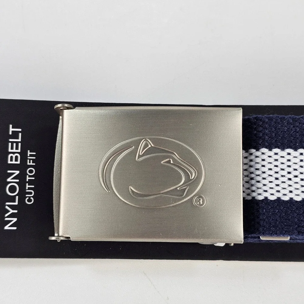 Eagles Wings Mens Penn State Nittany Lions Nylon Web Belt Navy White Cut to Fit